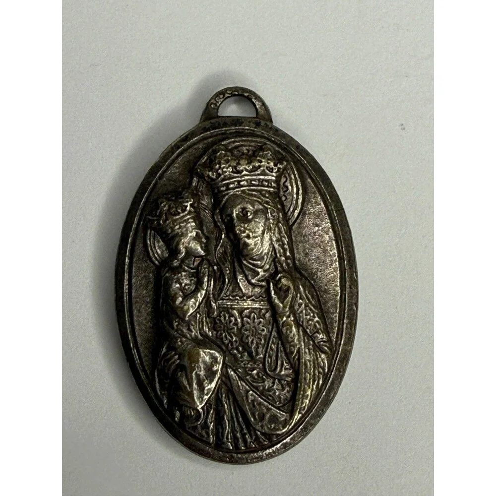 Vintage Catholic Medal Lot France Black Madonna St Christopher Sacred Heart